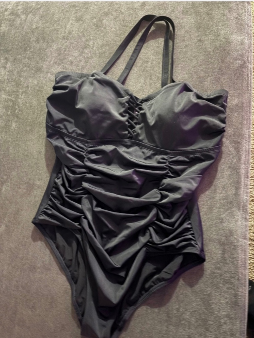 Torrid NEW 3X Black Slim Fix Lattice Ruched Plus Size Beach One Piece Swimsuit 3
